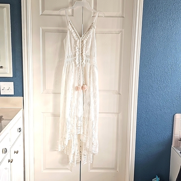 NWOT White Maxi Lace Sundress w adjustable Spaghetti Straps 2XL White - Picture 1 of 16